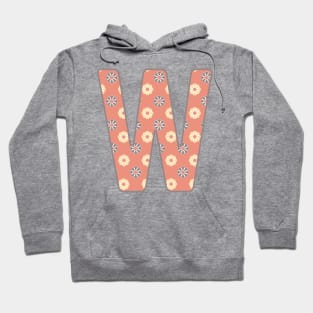 MONOGRAM LETTER W PINK FLORAL TYPOGRAPHY DESIGN Hoodie